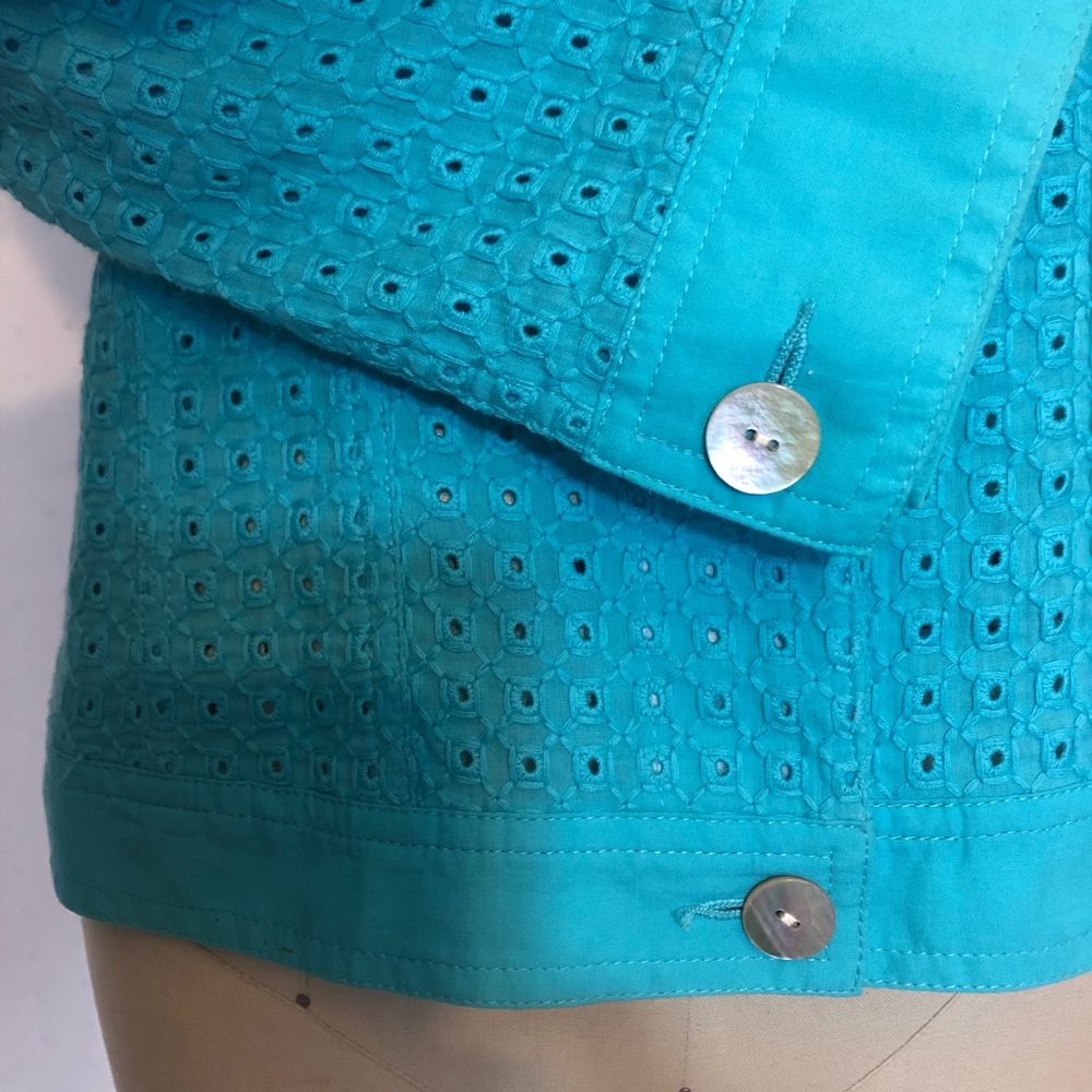 Ruby Rd. Teal Eyelet Jacket - image 5